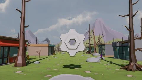 3D render and low poly Graphic resources for sustainable development goals .. Illustrazione stock