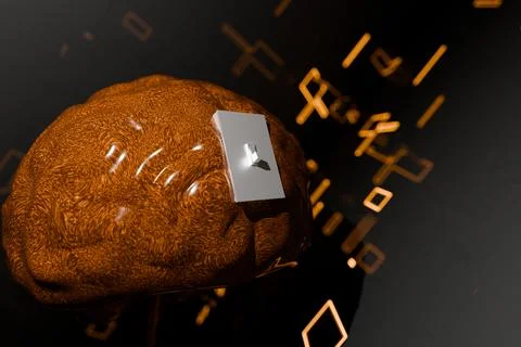 3d render of on and off switch embedded in brain Stock Illustration