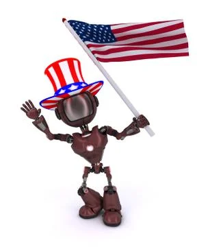 3D Render of an Android celebrating 4th july Stock-Illustration