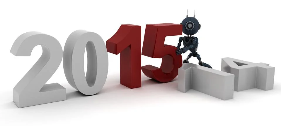 3D Render of an Android Celebrating New Years Stock Illustration