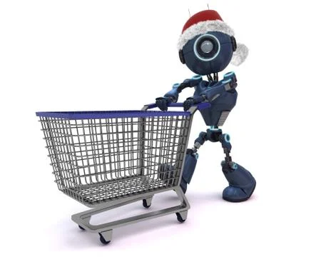 3D render of an Android Christmas Shopping Stock Illustration