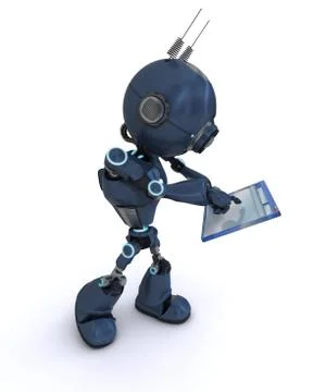 3D Render of an Android with computer window Stock Illustration