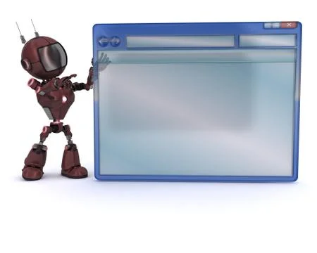 3D Render of an Android with computer window イラスト素材