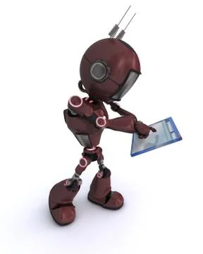 3D Render of an Android with computer window Stock Illustration