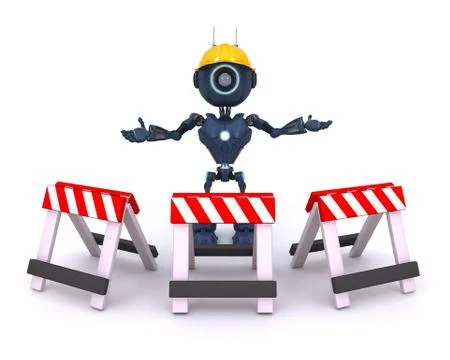 3D Render of an Android at construction site Stock Illustration