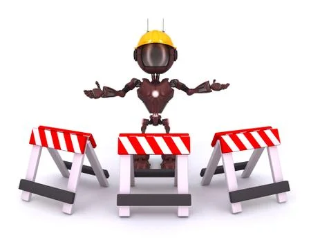 3D Render of an Android at construction site Stock Illustration