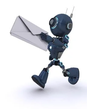 3D Render of an Android delivering a letter Stock Illustration