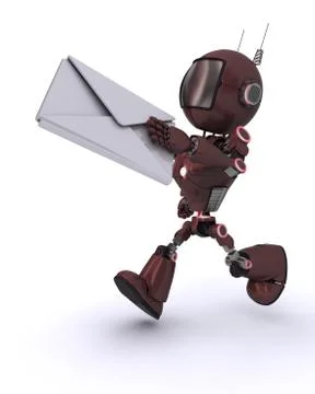 3D Render of an Android delivering a letter Stock Illustration