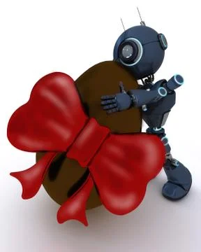 3D Render of an Android with easter egg Stock Illustration