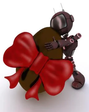 3D Render of an Android with easter egg Stock Illustration