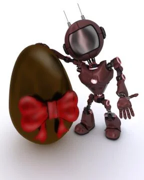 3D Render of an Android with easter egg Stock Illustration