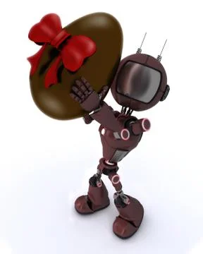 3D Render of an Android with easter egg Stock Illustration