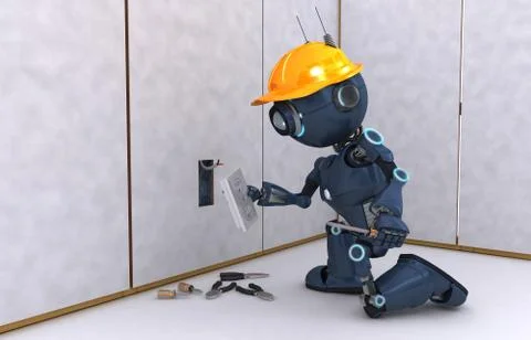 3D Render of an Android electrician Stock Illustration