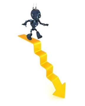3D Render of an Android on a graph Stockillustratie