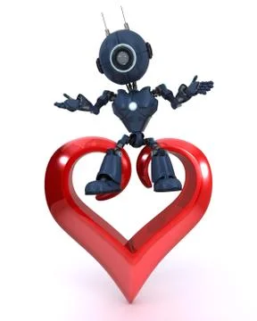 3D Render of an Android with Heart Stock Illustration