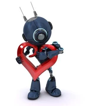 3D Render of an Android with Heart Stock Illustration