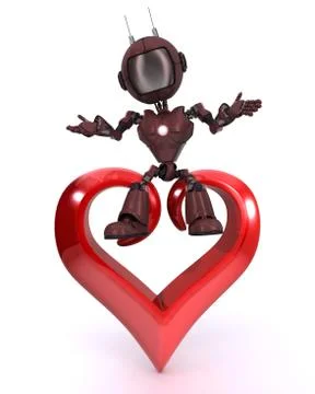 3D Render of an Android with Heart Stock Illustration