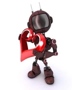 3D Render of an Android with Heart Stock Illustration