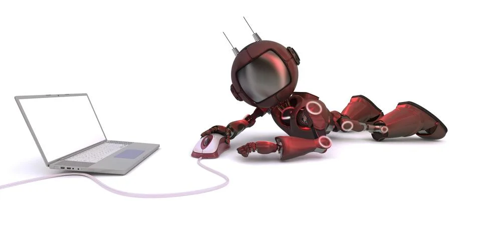 3D Render of an Android Stock Illustration