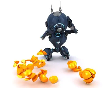 3D Render of an Android juggler Illustration