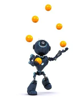 3D Render of an Android juggling balls Stock Illustration