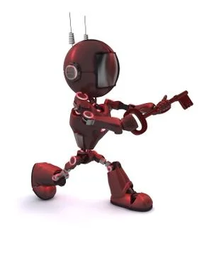 3D Render of an Android with a key.. Stock Illustration