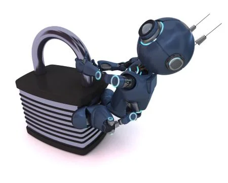 3D Render of an Android with padlock Stock Illustration