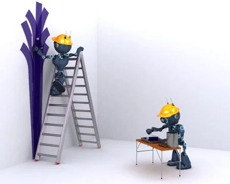 3D Render of an Android painter and decorator Stock Illustration