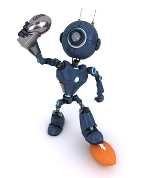 3D Render of an android playing American Football Stock Illustration