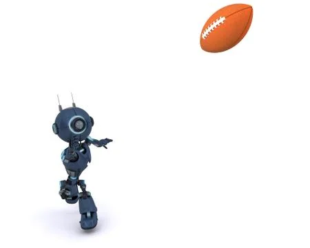 3D Render of an android playing American Football Stock Illustration