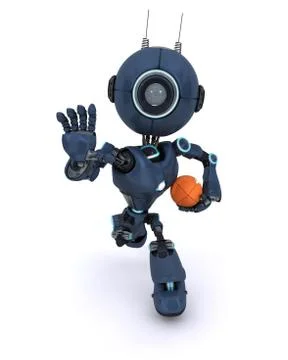 3D Render of an android playing American Football Stock Illustration