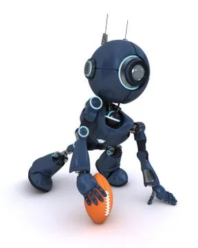 3D Render of an android playing American Football Stock Illustration