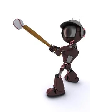 3D Render of an Android playing baseball Stock Illustration
