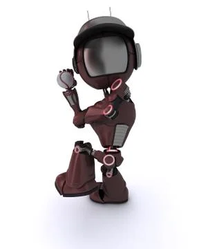 3D Render of an Android playing baseball Stockillustratie