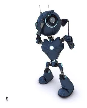 3D Render of an Android playing golf Stock Illustration