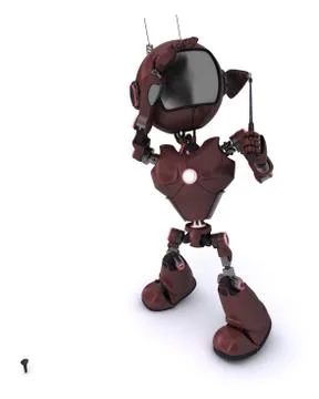 3D Render of an Android playing golf Stock Illustration