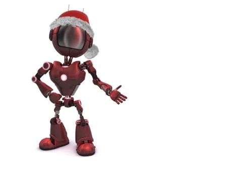 3D Render of an Android in a Santa hat.. Stock Illustration