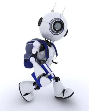 3D Render of an Android with school bag Stock Illustration