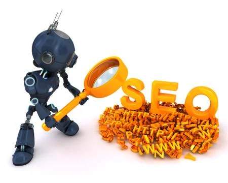 3D Render of an Android search engine optimisation 库存插图