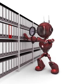 3D Render of an Android searching documents Illustrazione stock