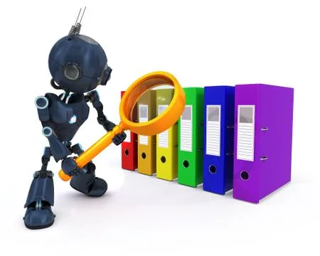 3D Render of an Android searching files Stock Illustration