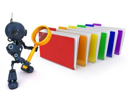 3D Render of an Android searching files Stock Illustration