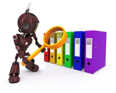 3D Render of an Android searching files Stock Illustration