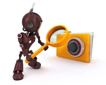 3D Render of an Android searching files Stock Illustration