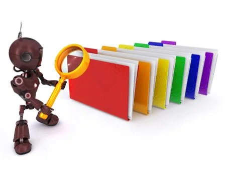 3D Render of an Android seraching files Stock Illustration