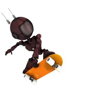 3D Render of an Android skateboarder Stock-Illustration