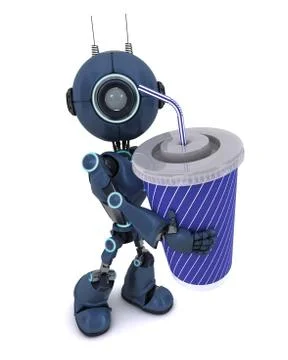 3D Render of an Android with soda Stock Illustration