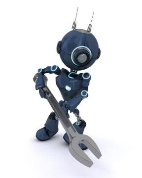 3D Render of an Android with spnner Stock Illustration