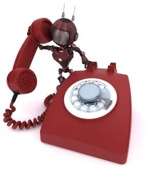 3D Render of an Android with telephone Stock Illustration