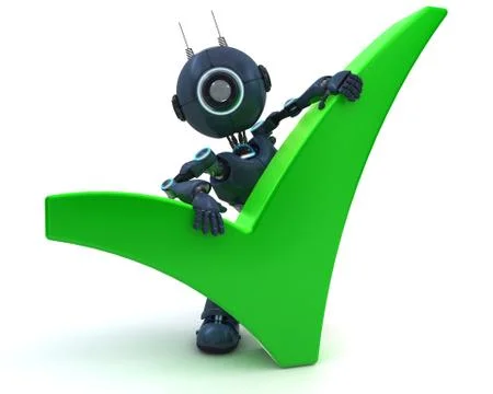 3D Render of an Android with tick symbol.. Stock-Illustration